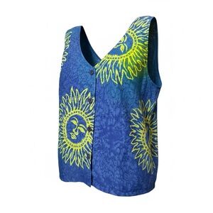 Vintage Blue Sun Print Women's Top